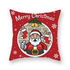 Christmas Xmas Red Pillow Case Tree Decoration Xmas Series Cushion Cover Case Pillow Zippered Square Pillowcase Santa Claus Cushion Cover Christmas Decorations For Home Snowman 45x45CM Stevvex