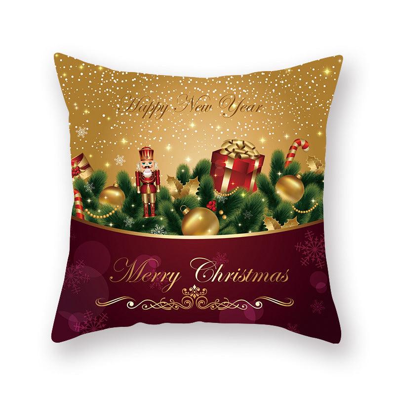 Christmas Xmas Red Pillow Case Tree Decoration Xmas Series Cushion Cover Case Pillow Zippered Square Pillowcase Santa Claus Cushion Cover Christmas Decorations For Home Snowman 45x45CM Stevvex