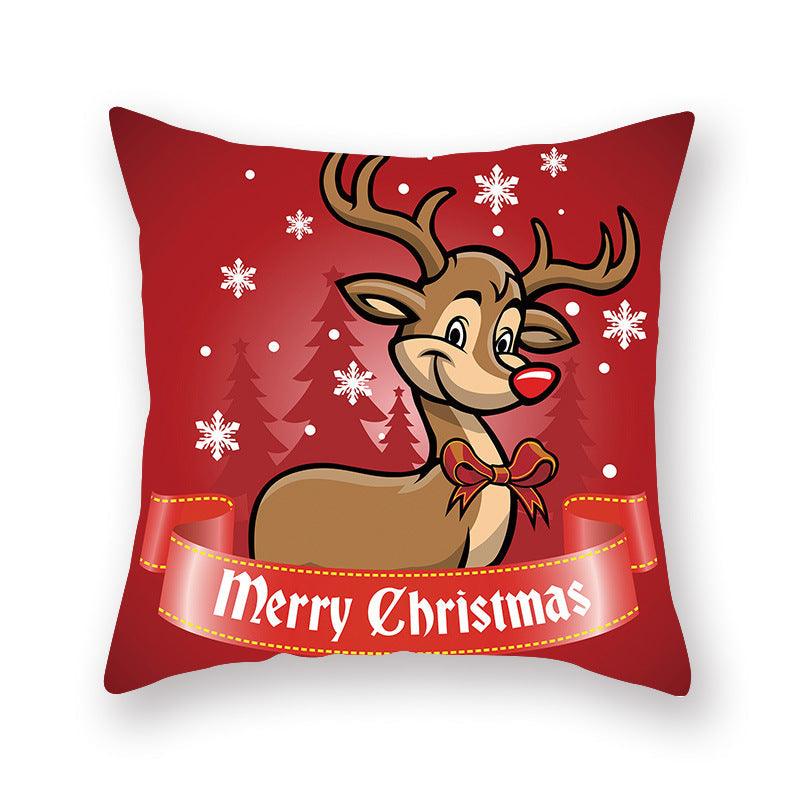 Christmas Xmas Red Pillow Case Tree Decoration Xmas Series Cushion Cover Case Pillow Zippered Square Pillowcase Santa Claus Cushion Cover Christmas Decorations For Home Snowman 45x45CM Stevvex