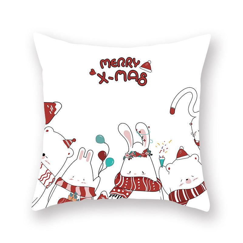 Christmas Xmas Red Pillow Case Tree Decoration Xmas Series Cushion Cover Case Pillow Zippered Square Pillowcase Santa Claus Cushion Cover Christmas Decorations For Home Snowman 45x45CM Stevvex