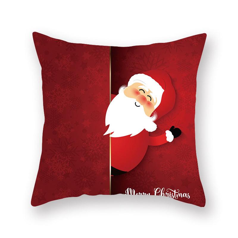 Christmas Xmas Red Pillow Case Tree Decoration Xmas Series Cushion Cover Case Pillow Zippered Square Pillowcase Santa Claus Cushion Cover Christmas Decorations For Home Snowman 45x45CM Stevvex