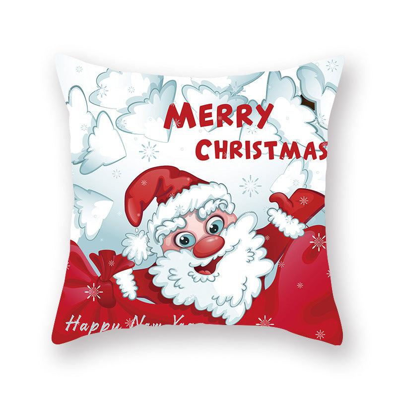 Christmas Xmas Red Pillow Case Tree Decoration Xmas Series Cushion Cover Case Pillow Zippered Square Pillowcase Santa Claus Cushion Cover Christmas Decorations For Home Snowman 45x45CM Stevvex