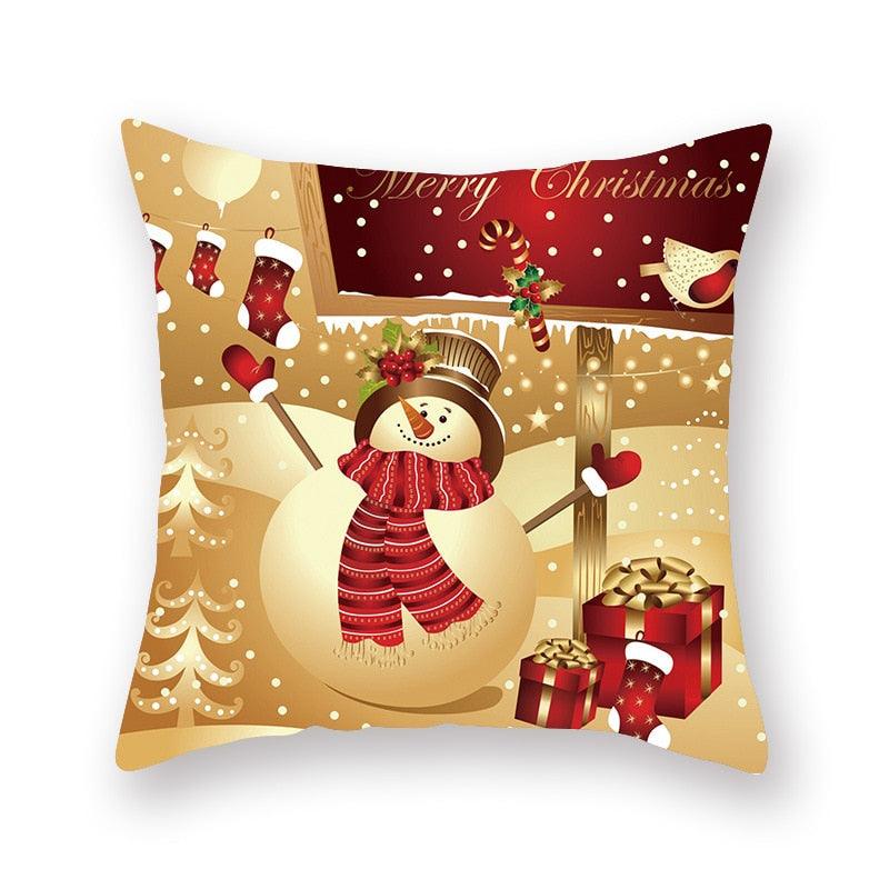 Christmas Xmas Red Pillow Case Tree Decoration Xmas Series Cushion Cover Case Pillow Zippered Square Pillowcase Santa Claus Cushion Cover Christmas Decorations For Home Snowman 45x45CM Stevvex