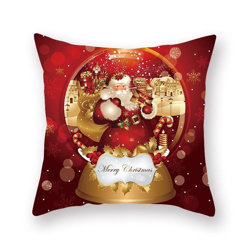 Christmas Xmas Red Pillow Case Tree Decoration Xmas Series Cushion Cover Case Pillow Zippered Square Pillowcase Santa Claus Cushion Cover Christmas Decorations For Home Snowman 45x45CM Stevvex