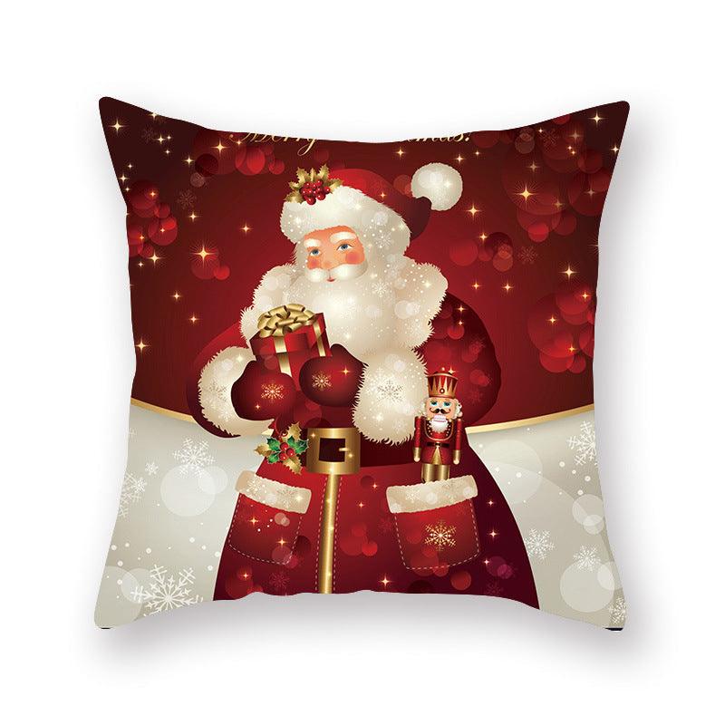 Christmas Xmas Red Pillow Case Tree Decoration Xmas Series Cushion Cover Case Pillow Zippered Square Pillowcase Santa Claus Cushion Cover Christmas Decorations For Home Snowman 45x45CM Stevvex