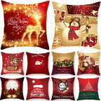 Christmas Xmas Red Pillow Case Tree Decoration Xmas Series Cushion Cover Case Pillow Zippered Square Pillowcase Santa Claus Cushion Cover Christmas Decorations For Home Snowman 45x45CM Stevvex