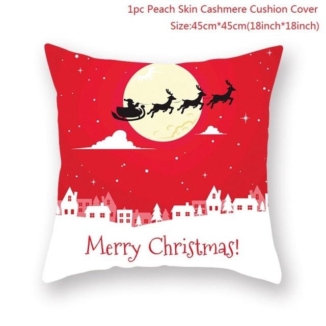 Christmas Xmas Red Pillow Case Tree Decoration Xmas Series Cushion Cover Case Pillow Zippered Square Pillowcase Santa Claus Cushion Cover Christmas Decorations For Home Snowman 45x45CM Stevvex
