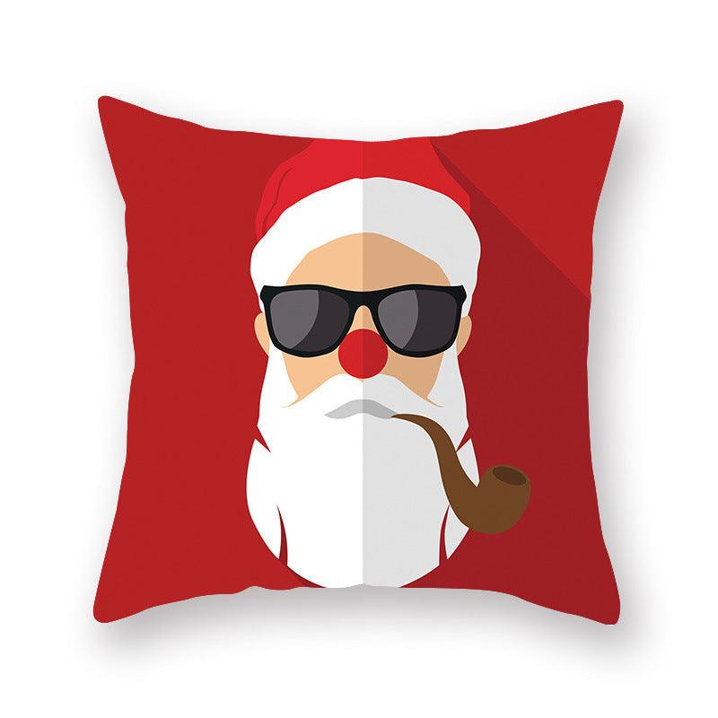 Christmas Xmas Red Pillow Case Tree Decoration Xmas Series Cushion Cover Case Pillow Zippered Square Pillowcase Santa Claus Cushion Cover Christmas Decorations For Home Snowman 45x45CM Stevvex