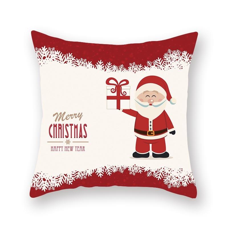 Christmas Xmas Red Pillow Case Tree Decoration Xmas Series Cushion Cover Case Pillow Zippered Square Pillowcase Santa Claus Cushion Cover Christmas Decorations For Home Snowman 45x45CM Stevvex