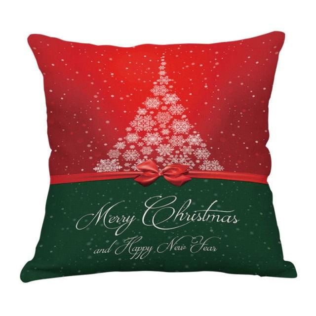 Christmas Xmas Red Pillow Case Tree Decoration Xmas Series Cushion Cover Case Pillow Zippered Square Pillowcase Santa Claus Cushion Cover Christmas Decorations For Home Snowman 45x45CM Stevvex