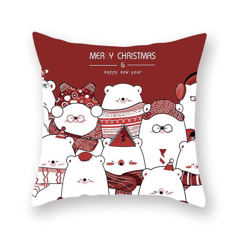 Christmas Xmas Red Pillow Case Tree Decoration Xmas Series Cushion Cover Case Pillow Zippered Square Pillowcase Santa Claus Cushion Cover Christmas Decorations For Home Snowman 45x45CM Stevvex