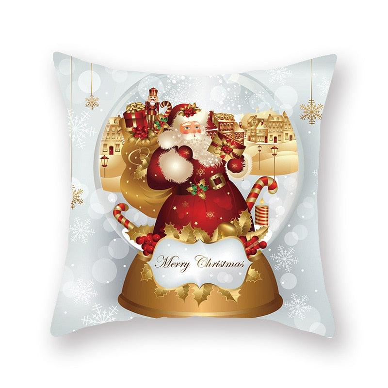 Christmas Xmas Red Pillow Case Tree Decoration Xmas Series Cushion Cover Case Pillow Zippered Square Pillowcase Santa Claus Cushion Cover Christmas Decorations For Home Snowman 45x45CM Stevvex