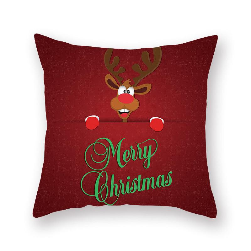 Christmas Xmas Red Pillow Case Tree Decoration Xmas Series Cushion Cover Case Pillow Zippered Square Pillowcase Santa Claus Cushion Cover Christmas Decorations For Home Snowman 45x45CM Stevvex