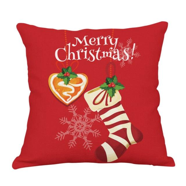 Christmas Xmas Red Pillow Case Tree Decoration Xmas Series Cushion Cover Case Pillow Zippered Square Pillowcase Santa Claus Cushion Cover Christmas Decorations For Home Snowman 45x45CM Stevvex