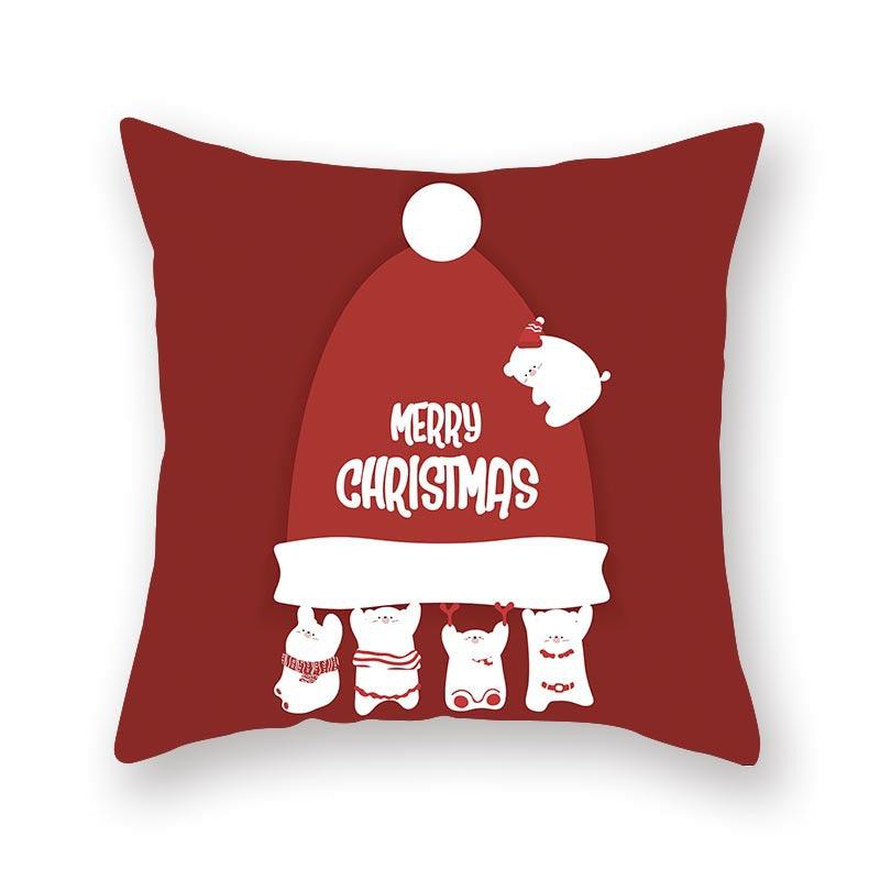 Christmas Xmas Red Pillow Case Tree Decoration Xmas Series Cushion Cover Case Pillow Zippered Square Pillowcase Santa Claus Cushion Cover Christmas Decorations For Home Snowman 45x45CM Stevvex