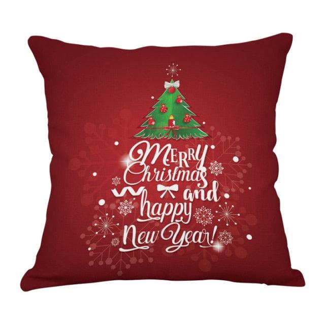 Christmas Xmas Red Pillow Case Tree Decoration Xmas Series Cushion Cover Case Pillow Zippered Square Pillowcase Santa Claus Cushion Cover Christmas Decorations For Home Snowman 45x45CM Stevvex