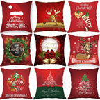 Christmas Xmas Red Pillow Case Tree Decoration Xmas Series Cushion Cover Case Pillow Zippered Square Pillowcase Santa Claus Cushion Cover Christmas Decorations For Home Snowman 45x45CM Stevvex