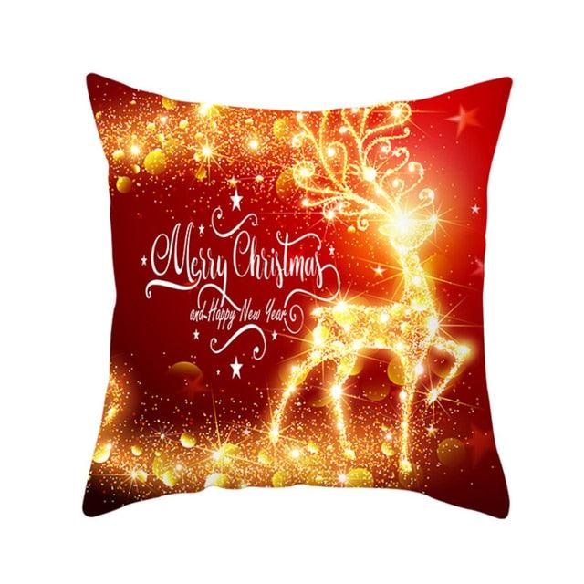 Christmas Xmas Red Pillow Case Tree Decoration Xmas Series Cushion Cover Case Pillow Zippered Square Pillowcase Santa Claus Cushion Cover Christmas Decorations For Home Snowman 45x45CM Stevvex
