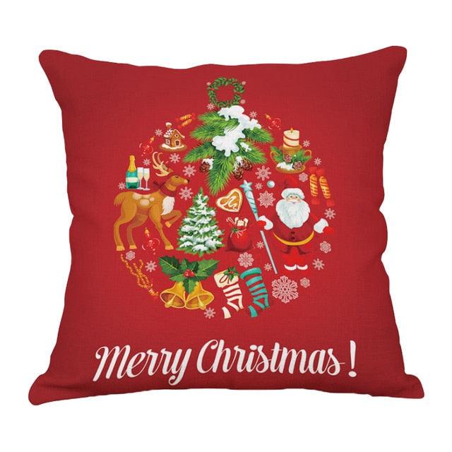 Christmas Xmas Red Pillow Case Tree Decoration Xmas Series Cushion Cover Case Pillow Zippered Square Pillowcase Santa Claus Cushion Cover Christmas Decorations For Home Snowman 45x45CM Stevvex