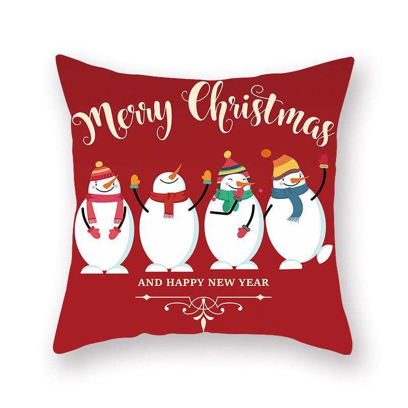 Christmas Xmas Red Pillow Case Tree Decoration Xmas Series Cushion Cover Case Pillow Zippered Square Pillowcase Santa Claus Cushion Cover Christmas Decorations For Home Snowman 45x45CM Stevvex