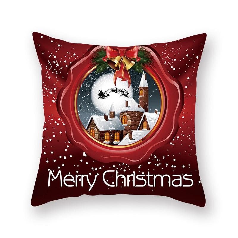 Christmas Xmas Red Pillow Case Tree Decoration Xmas Series Cushion Cover Case Pillow Zippered Square Pillowcase Santa Claus Cushion Cover Christmas Decorations For Home Snowman 45x45CM Stevvex