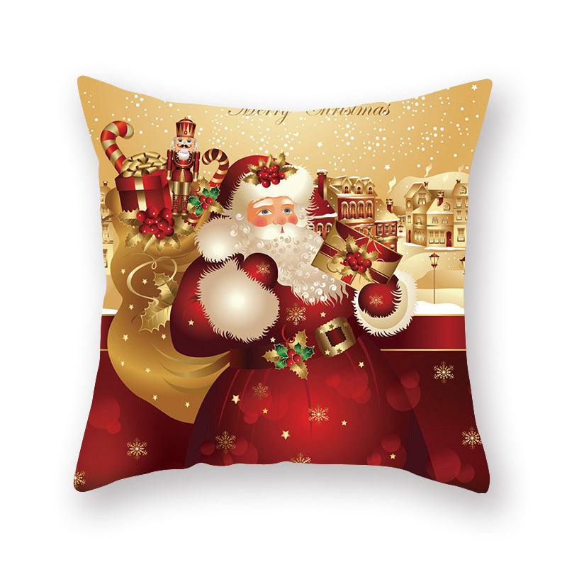 Christmas Xmas Red Pillow Case Tree Decoration Xmas Series Cushion Cover Case Pillow Zippered Square Pillowcase Santa Claus Cushion Cover Christmas Decorations For Home Snowman 45x45CM Stevvex