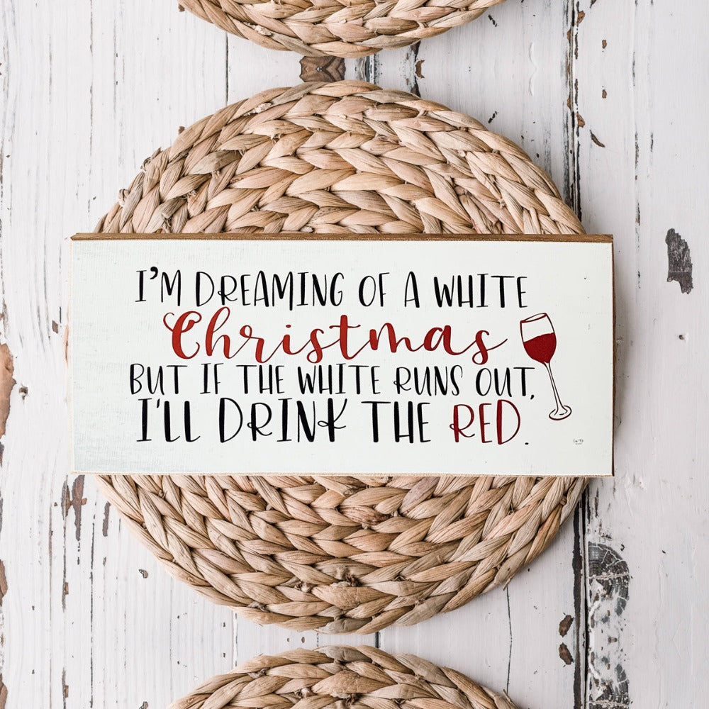 White Christmas Sign Funny Wood Tabletop Mantel Holiday Decor 10 x 4 x 1 Handmade Gift BandsCo Straps