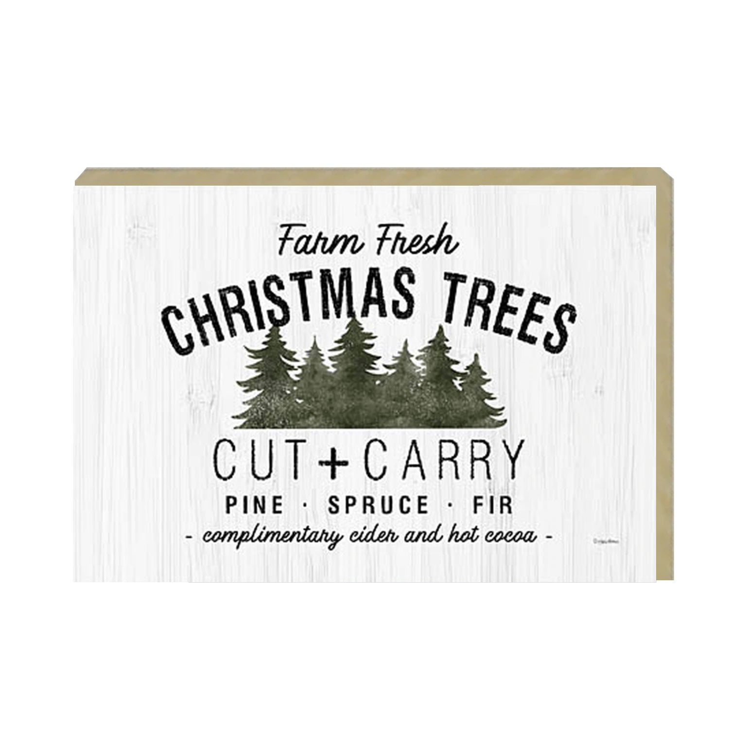 Farm Fresh Christmas Trees Cut And Carry Rustic 6x4x1 Wooden Block Sign Winter Holiday Decor BandsCo Straps