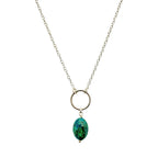Chrysocolla Circle Necklace Sterling Silver Emerald Green Healing Gemstone BandsCo Straps