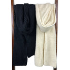 Chunky Black Alpaca Scarf Oversized Unisex Knit Warm Winter Wrap Long Soft Luxury Layering BandsCo Straps