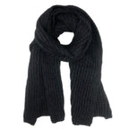Chunky Black Alpaca Scarf Oversized Unisex Knit Warm Winter Wrap Long Soft Luxury Layering BandsCo Straps
