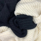 Chunky Black Alpaca Scarf Oversized Unisex Knit Warm Winter Wrap Long Soft Luxury Layering BandsCo Straps