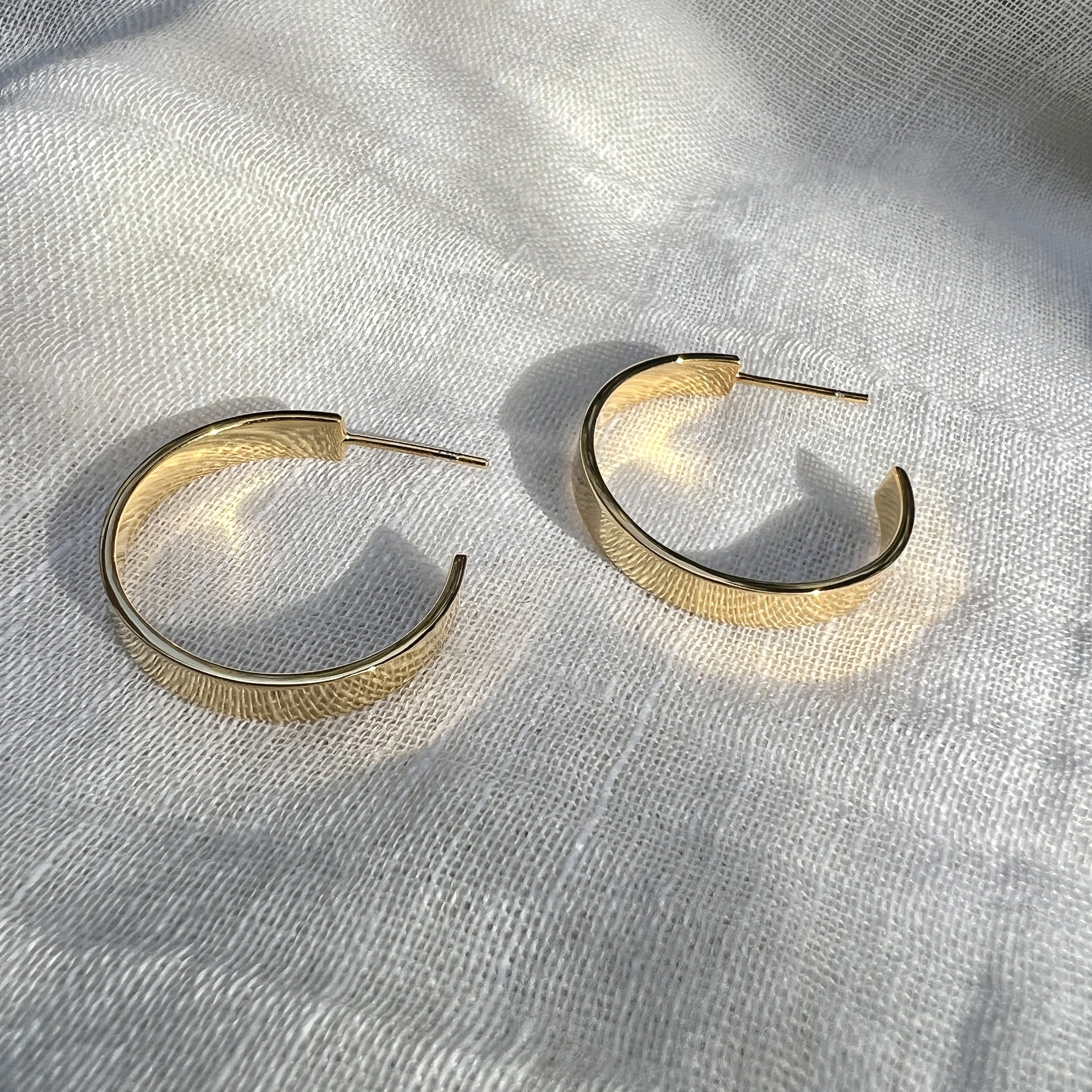 Chunky Gold Plated Recycled Bombshell Hoop Earrings Sustainable Handcrafted BandsCo Straps