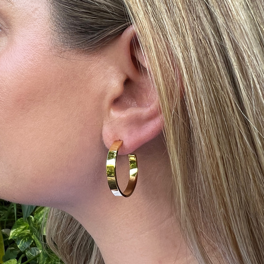 Chunky Gold Plated Recycled Bombshell Hoop Earrings Sustainable Handcrafted BandsCo Straps