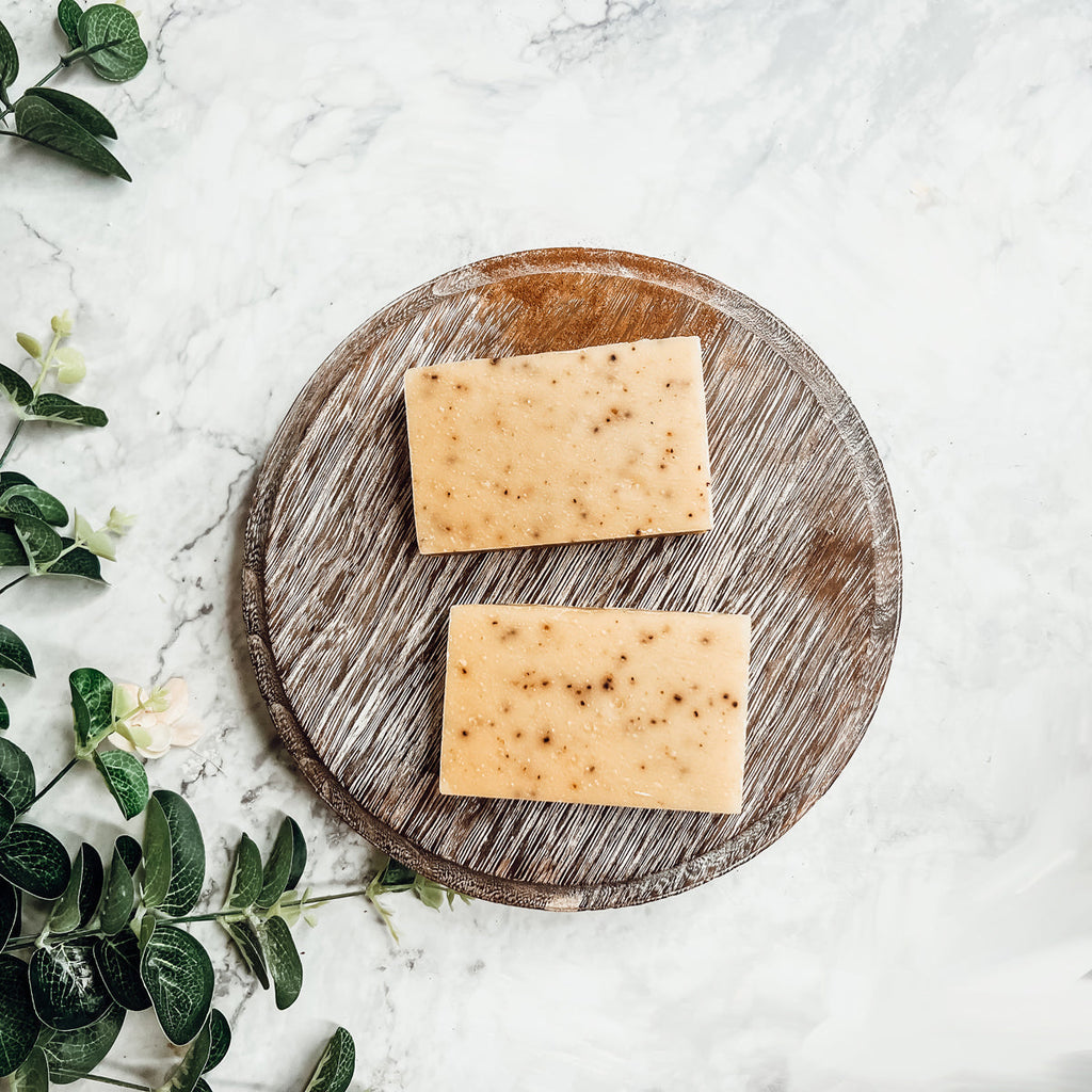 Cinnamon Latte Soap Bar - Spicy Cinnamon Coffee Scent With Coffee Grounds BandsCo Straps