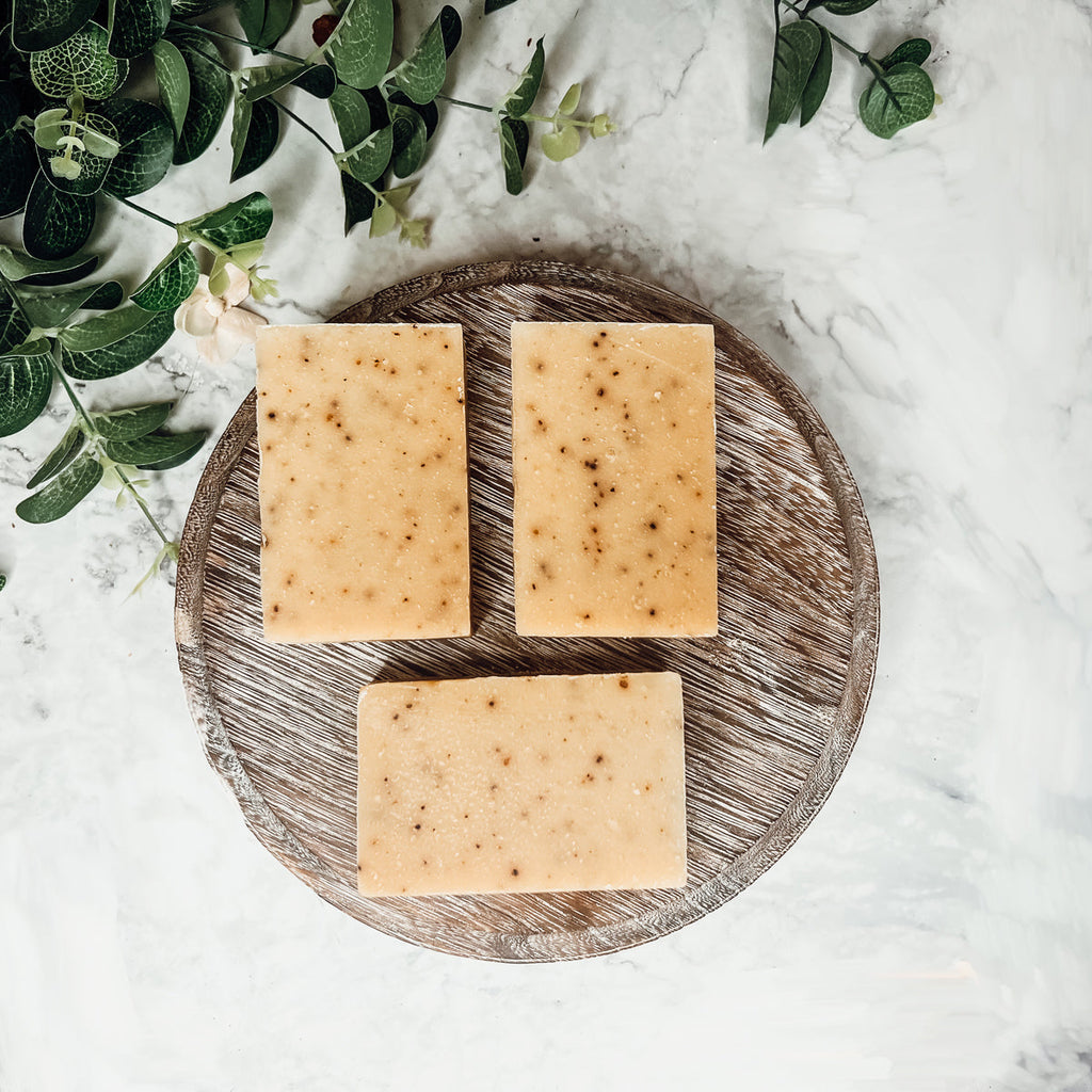 Cinnamon Latte Soap Bar - Spicy Cinnamon Coffee Scent With Coffee Grounds BandsCo Straps