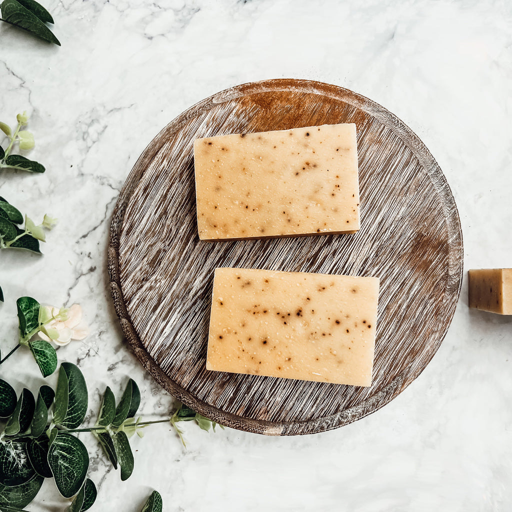 Cinnamon Latte Soap Bar - Spicy Cinnamon Coffee Scent With Coffee Grounds BandsCo Straps