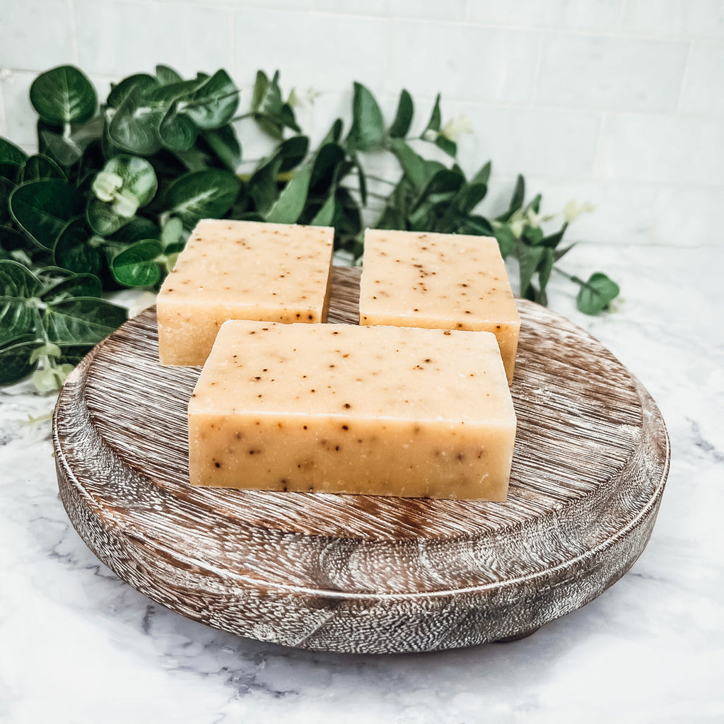 Cinnamon Latte Soap Bar - Spicy Cinnamon Coffee Scent With Coffee Grounds BandsCo Straps