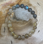 Citrine Blue Flash Labradorite Stretch Gemstone Bracelet