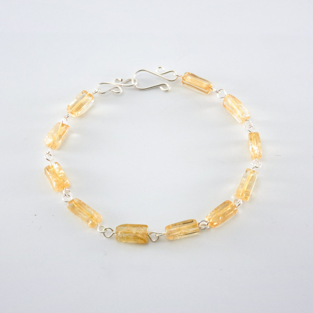 Citrine Sterling Silver Bracelet Natural Gemstone Handmade