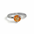 Citrine Sterling Silver Ring Round Cut November Birthstone