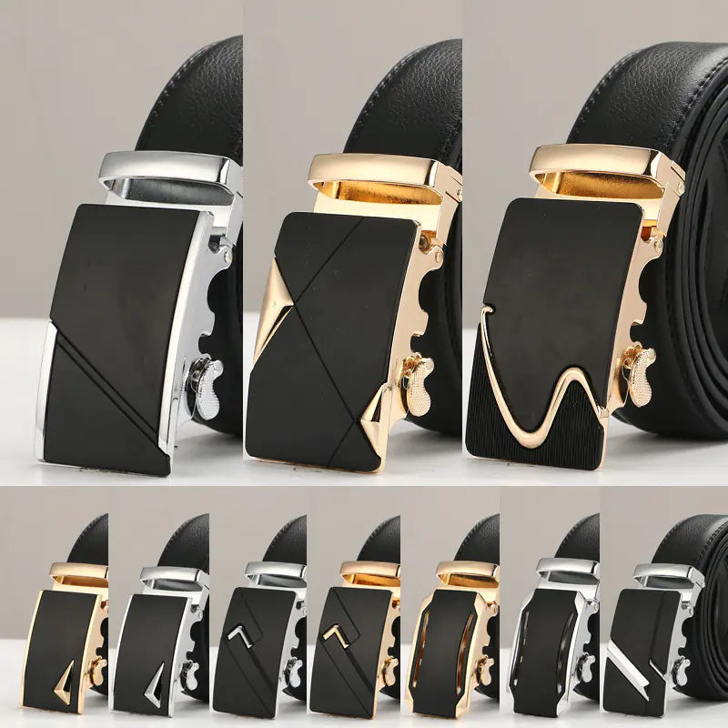 Genuine Leather Men's Belt with Automatic Buckle Pi-Mart