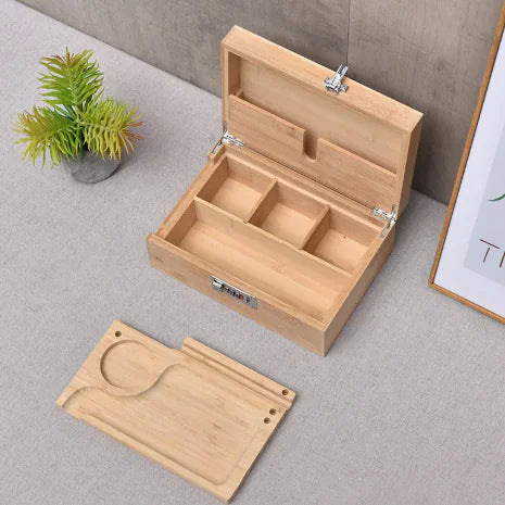 Bamboo Storage Box Solid Wood Clamshell Pi-Mart