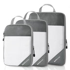 Compression Packing Cubes for Travel, Packing Cubes Compression Travel Essentials, Compressible Packing Cubes Travel Organizers for Carry-on Luggage Suitcase Grey 3pcs Pi-Mart