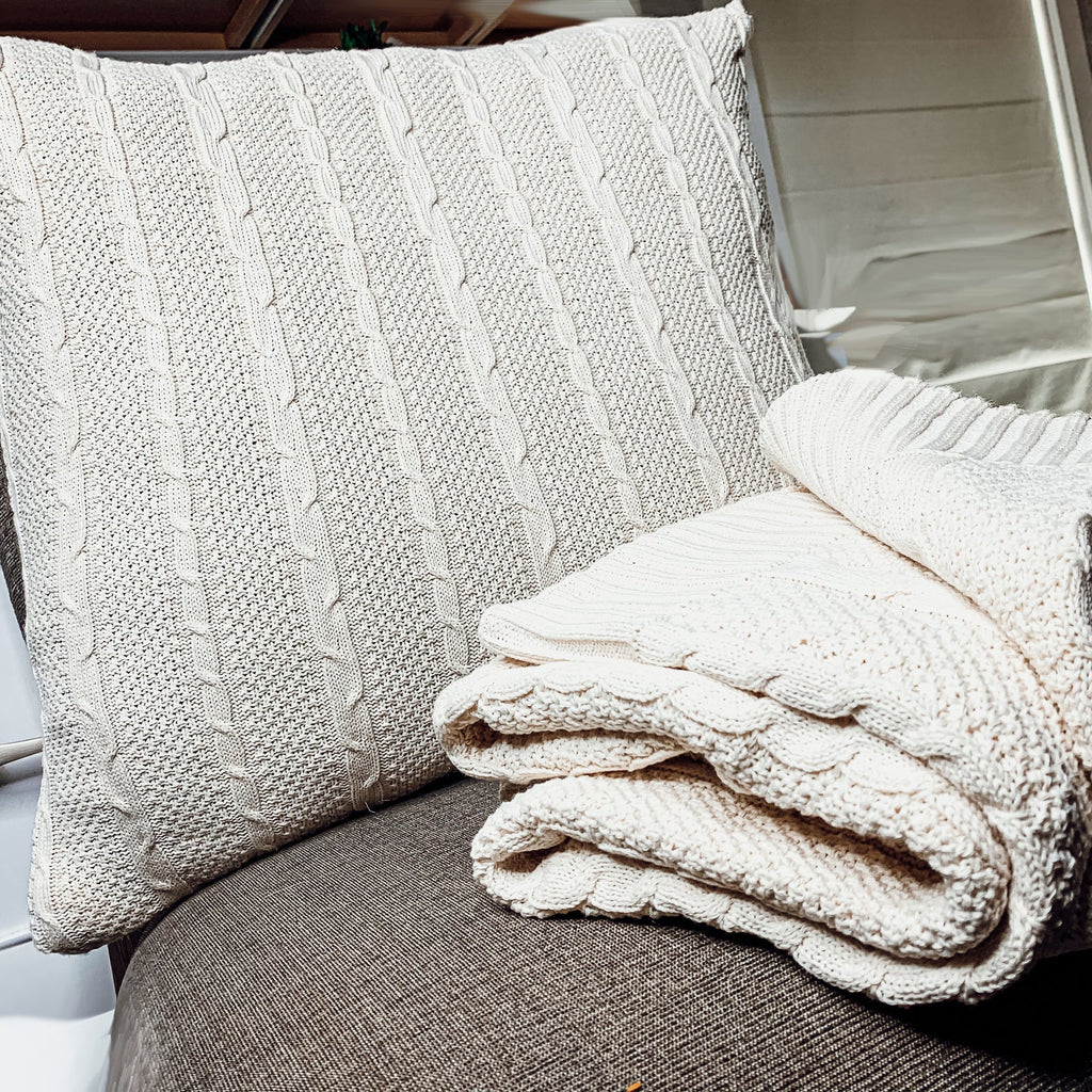 Claret Knit Pillowcase Sweater Texture Decorative Throw Pillow Cover Soft BandsCo Straps