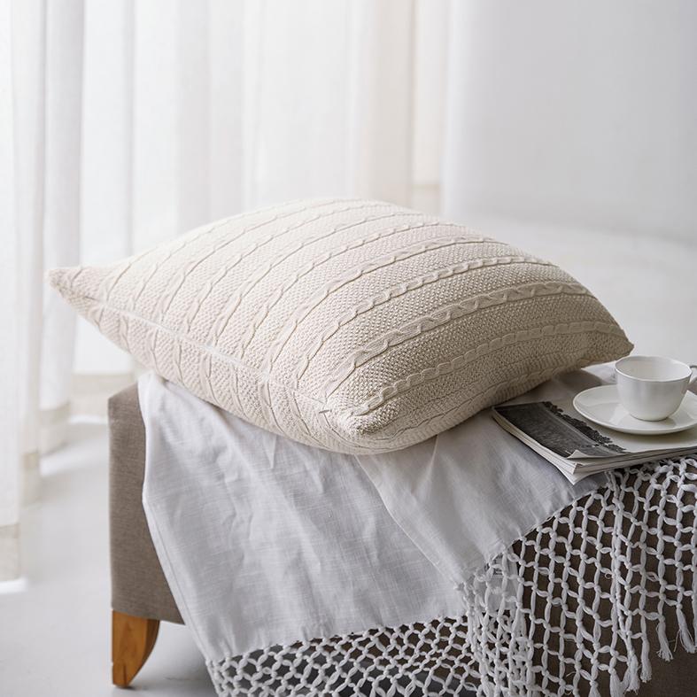 Claret Knit Pillowcase Sweater Texture Decorative Throw Pillow Cover Soft BandsCo Straps