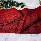 Claret Knit Sweater Throw Lightweight Cozy Blanket For Couch Bed BandsCo Straps
