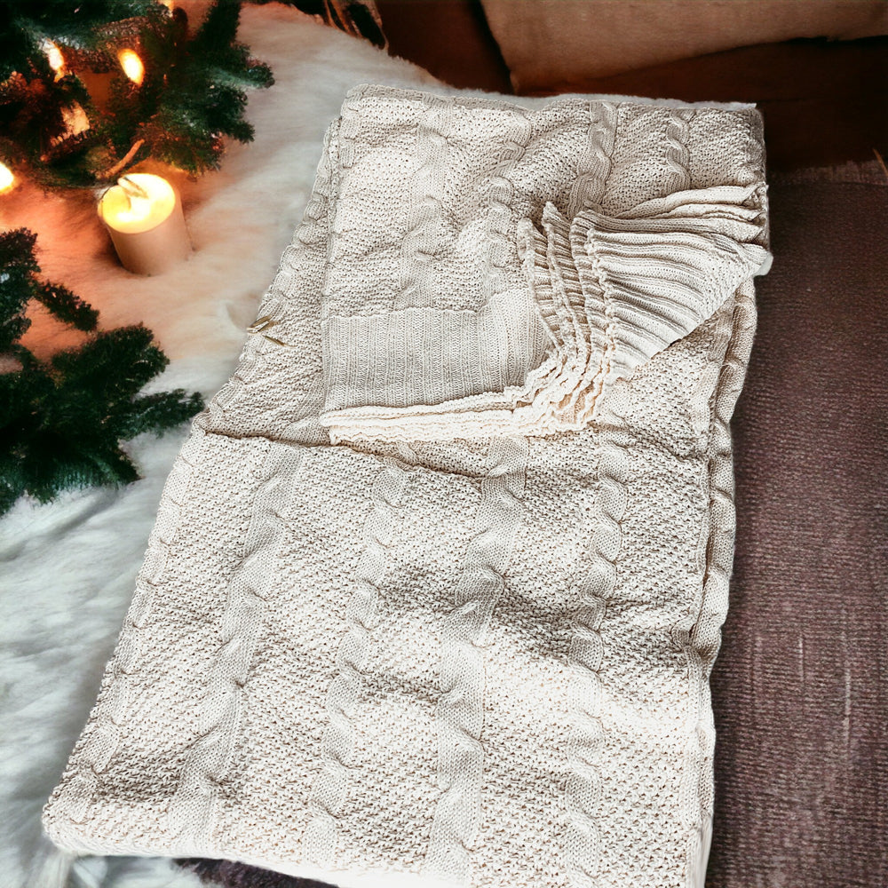 Claret Knit Sweater Throw Lightweight Cozy Blanket For Couch Bed BandsCo Straps