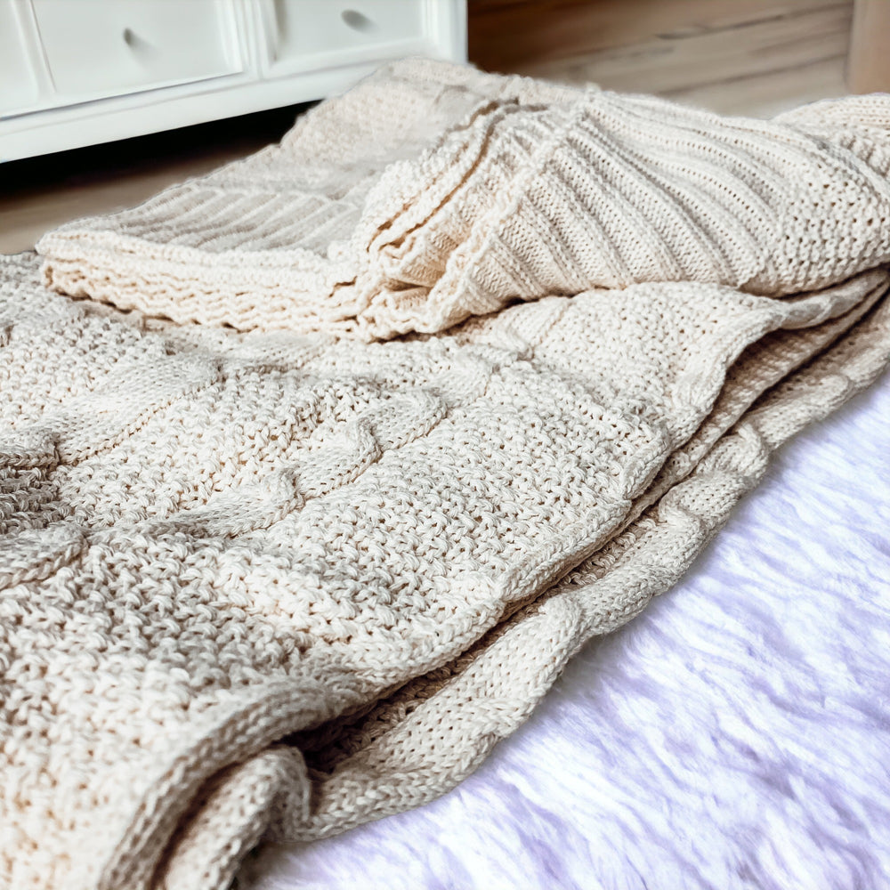 Claret Knit Sweater Throw Lightweight Cozy Blanket For Couch Bed BandsCo Straps
