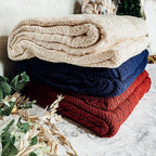 Claret Knit Sweater Throw Lightweight Cozy Blanket For Couch Bed BandsCo Straps